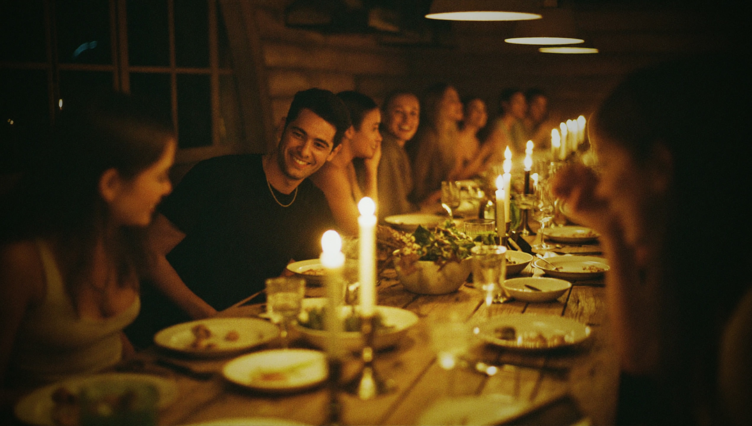 Dinner by candlelight with family and friends